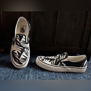 Vans Black & White Graphic Slip-Ons